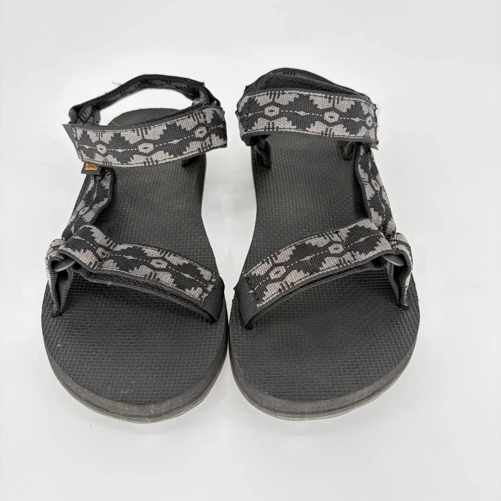 Teva Original Universal Sandals Black Grey Geometric Strappy Mens 7 Womens 9